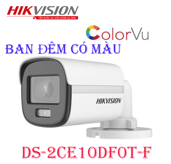 Camera HDTVI ColorVu 2.0MP thân trụ HIKVISION DS-2CE10DF0T-F